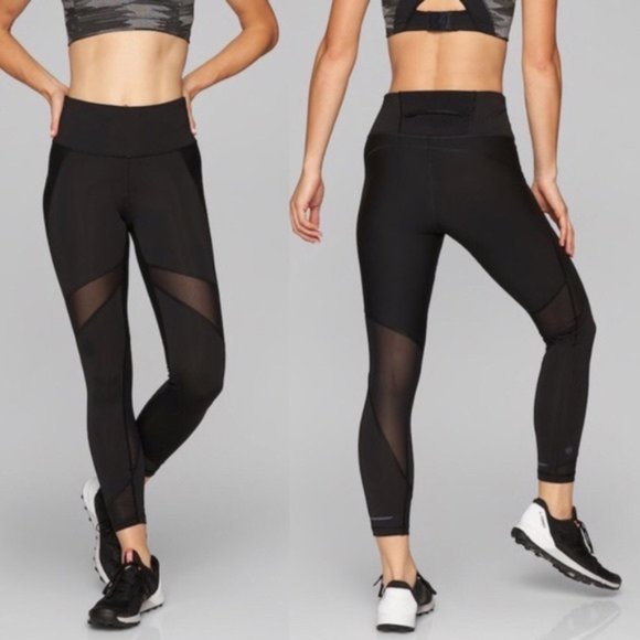 Athleta Pants - Athleta Stealth Mesh 7/8 Tight Black XXS